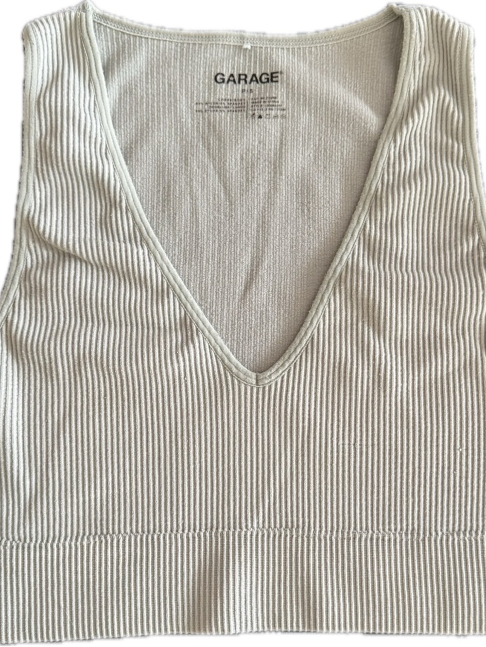 Garage Sage Green Cropped Ribbed Tank Top
